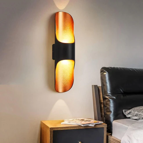 Applique 18W 3000K IP65 sandy black+gold body 370x80x110 LUMIN 