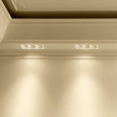 Support de spot rectangulaire triple Ø245x90x37 WH+Sandy Rose Gold LUMIN 