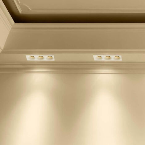 Support de spot rectangulaire triple Ø245x90x37 WH+Sandy Rose Gold LUMIN 