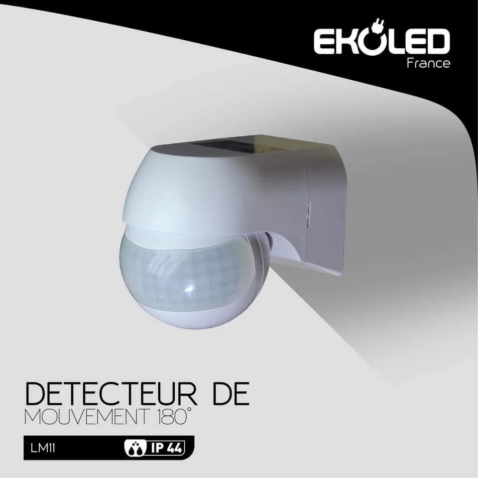 Détecteur de mouvement Orientable étanche EKOLED avec 3 réglages : minuterie, sensibilité, jour/nuit 