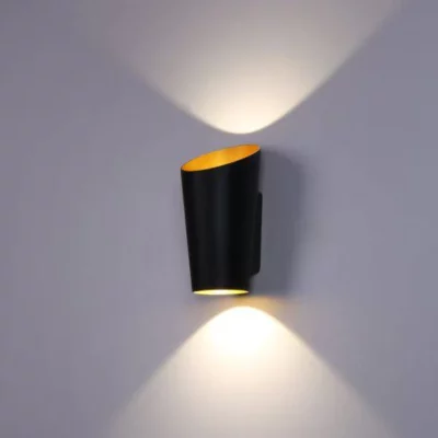 Applique 10W 3000K black+gold 95x190x110 IP54 LUMIN